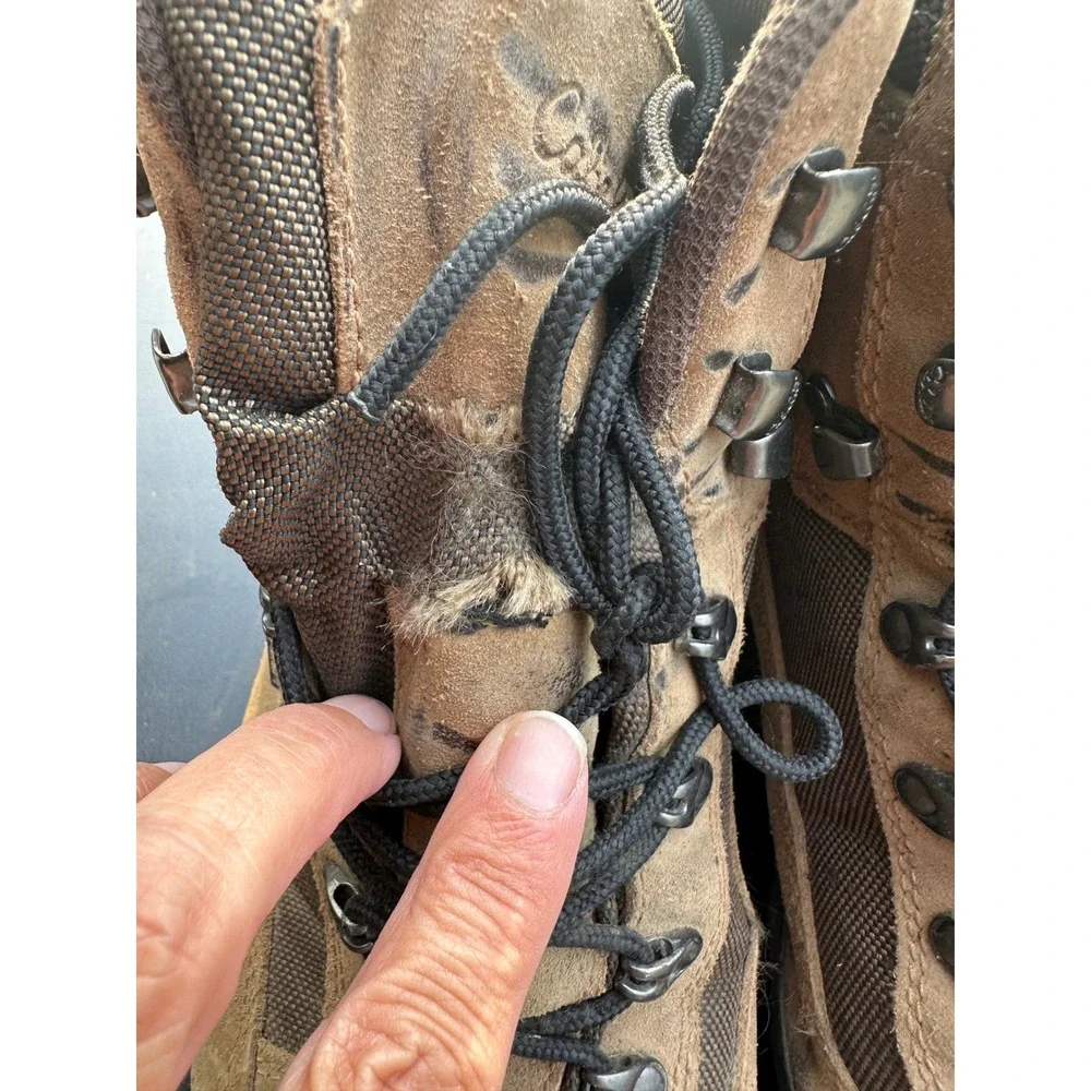 Cabelas Dry-Plus Mens Hiking Boots Tan Brown Suede Mid Top Hunting 12 D 81-2860